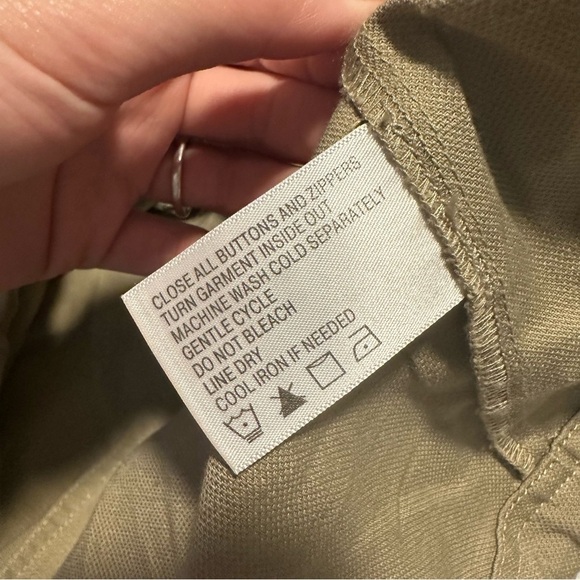 Orvis linen and cotton button down Jacket Amy green Embroidered floral Pockets - Picture 4 of 8